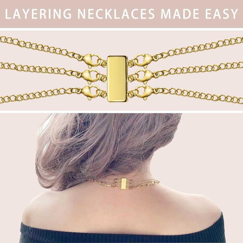 OHINGLT Necklace Layering Clasps Magnetic Slide Lock Clasp Necklace Connector Multi Strands Slide Tube Clasps - Image 3